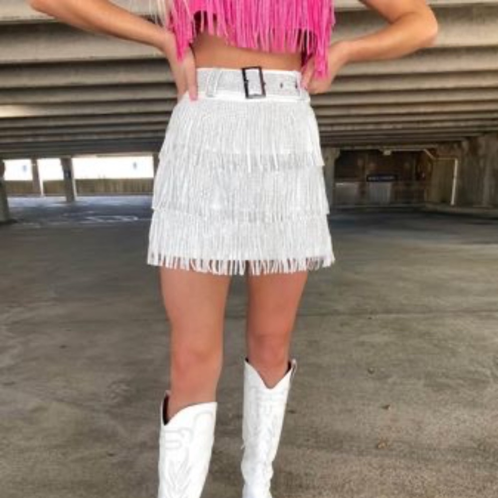 Not My First Rodeo Fringe Rhinestone Skort